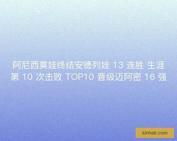 阿尼西莫娃终结安德列娃 13 连胜 生涯第 10 次击败 TOP10 晋级迈阿密 16 强